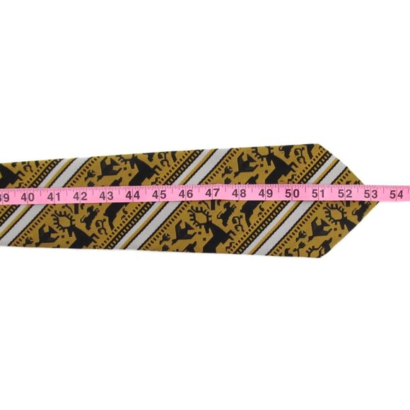 Vintage Wildlife Wide Tie Lot Trevira Elephant Silk Italian Animals Gold Navy - Picture 15 of 16